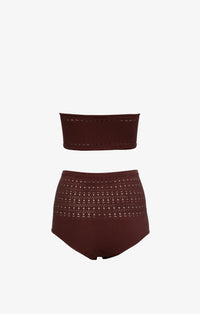 Seamless bikini swimming costume - Dark brown