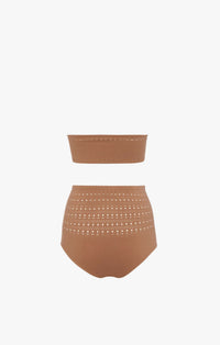 Seamless bikini swimming costume - Dark camel