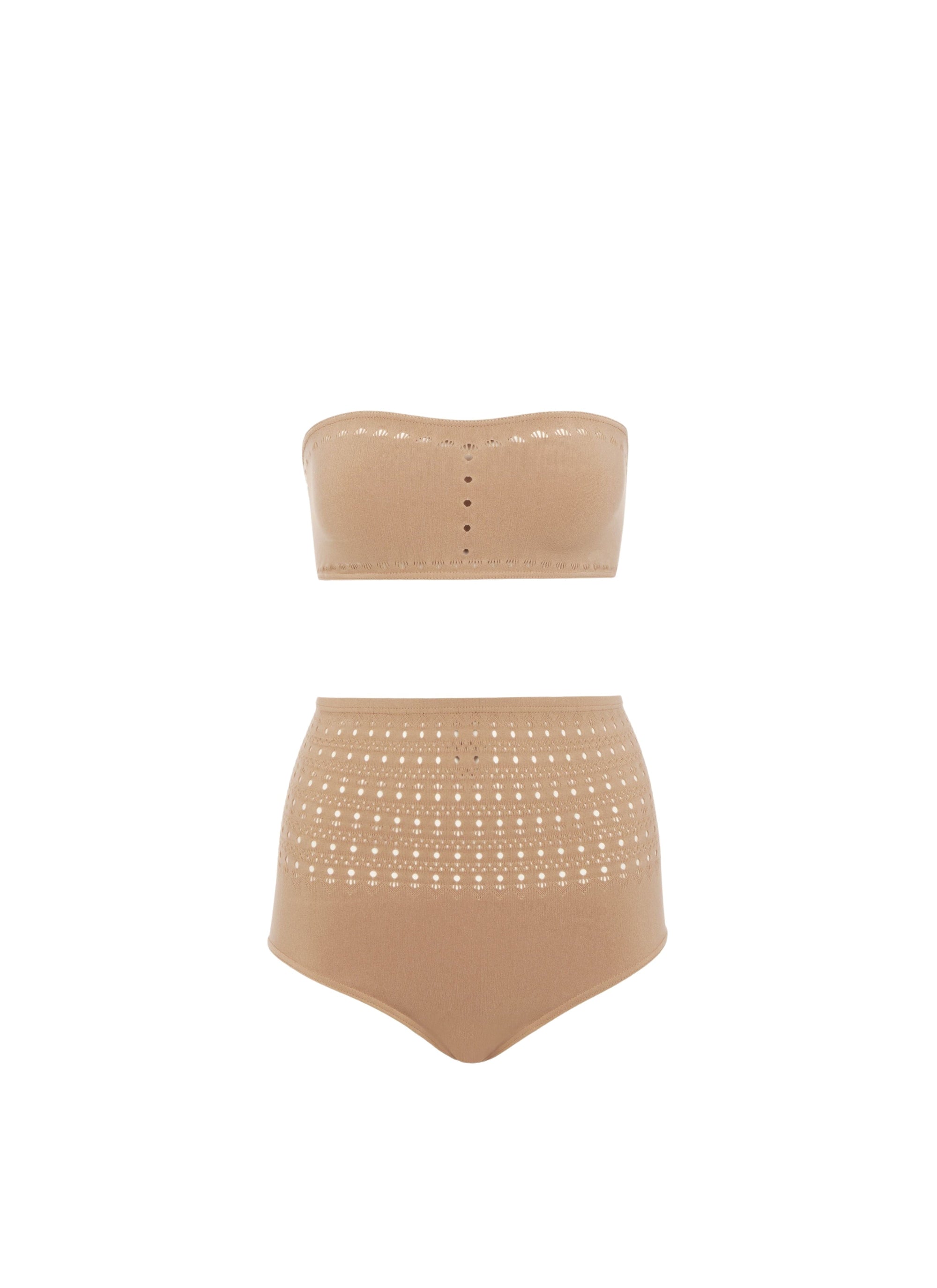 Seamless bikini swimming costume - Dark camel