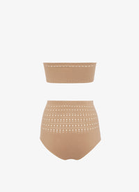 Seamless bikini swimming costume - Dark camel