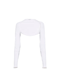 Seamless bolero with perforated long sleeves - Optic White