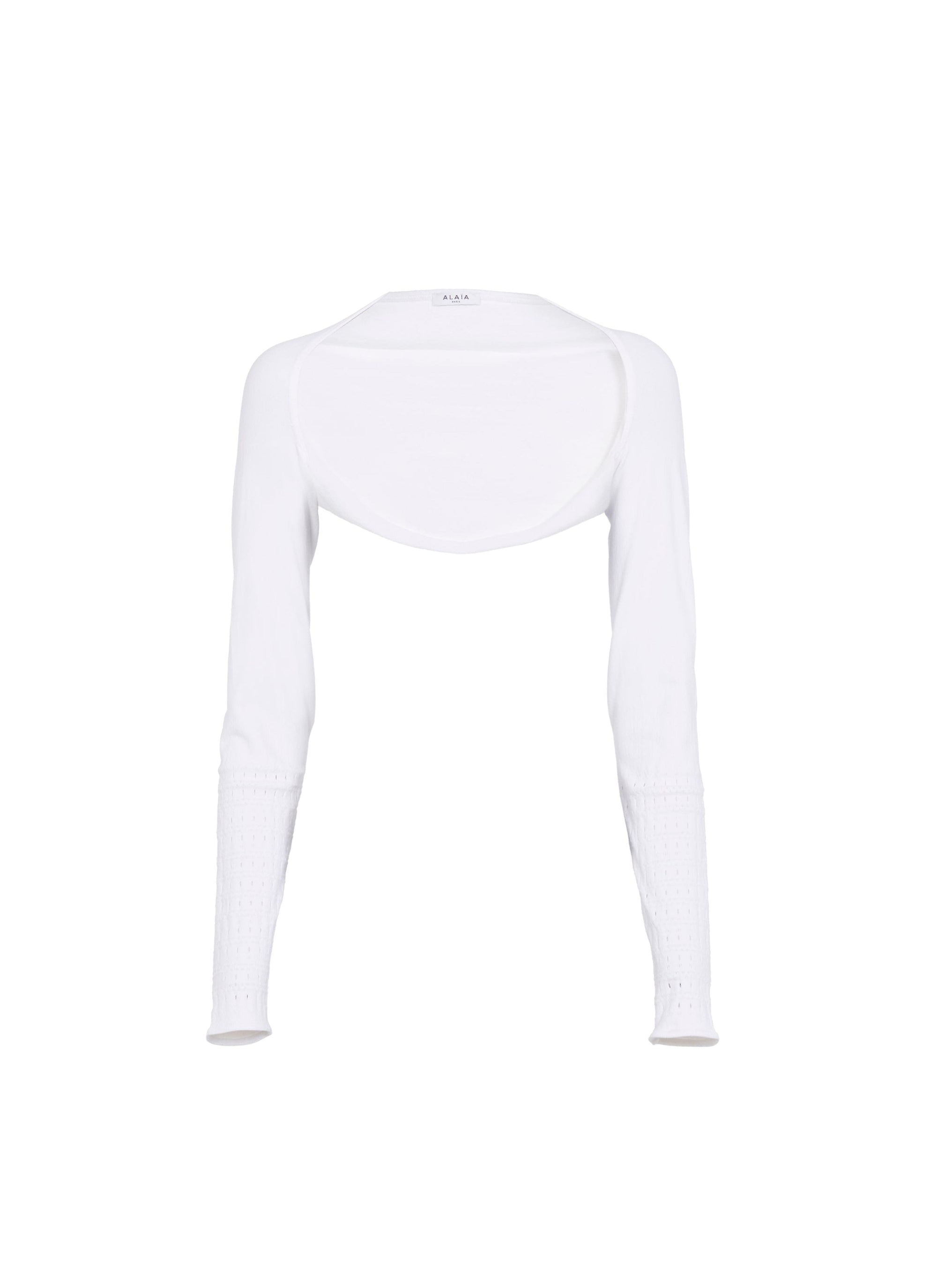 Seamless bolero with perforated long sleeves - Optic White