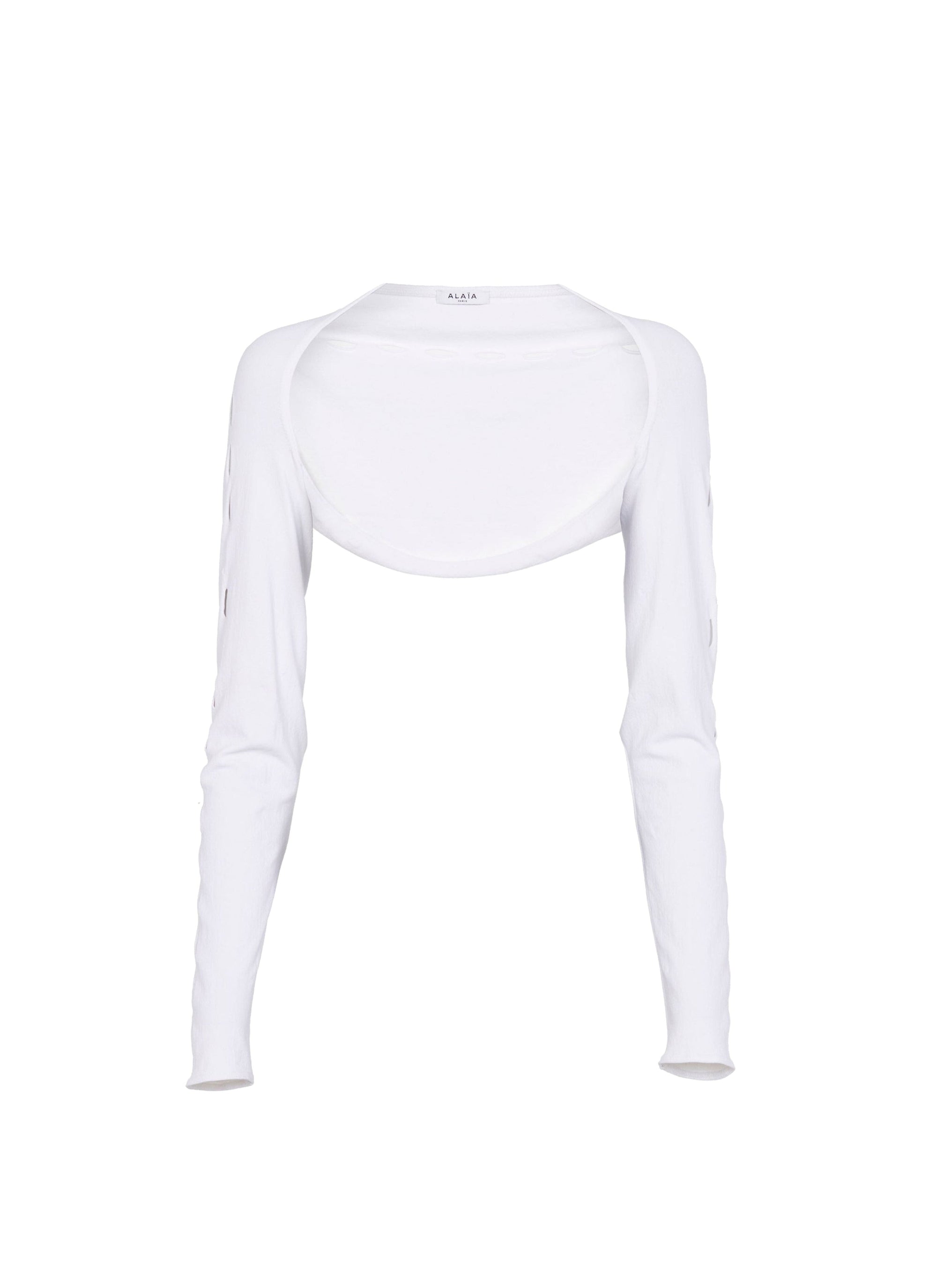Openwork long sleeve bolero - Optic White