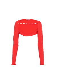 Bolero with openwork long sleeves - Scarlet