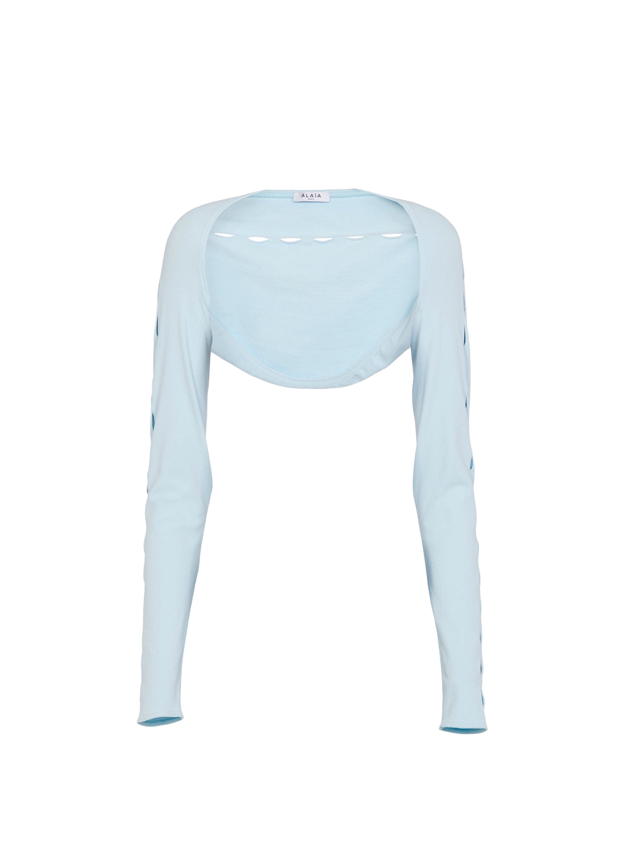 Openwork long sleeve bolero - Light Blue