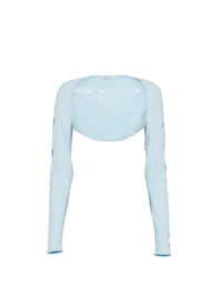Bolero with openwork long sleeves - Sky