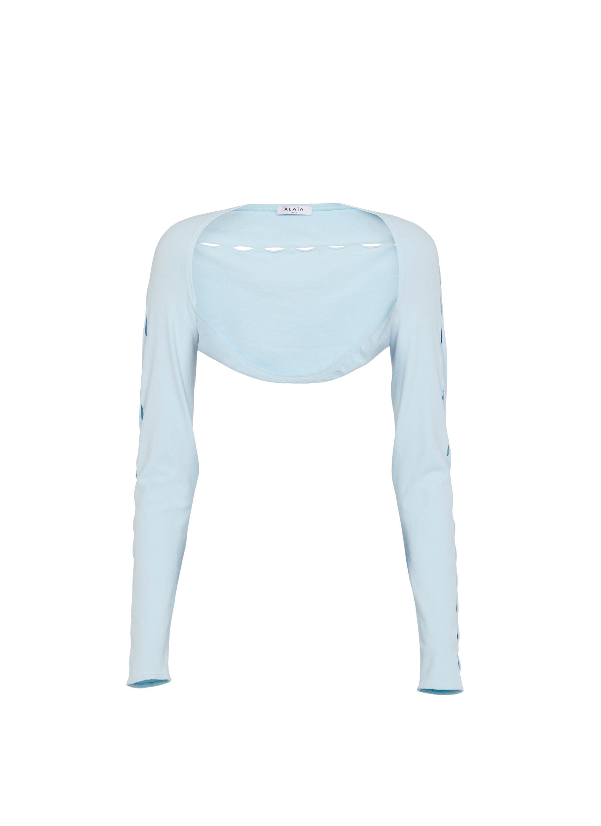 Bolero with openwork long sleeves - Sky