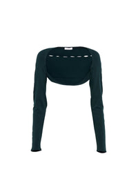 Bolero à manches longues ajouré - Vert Fonce