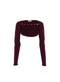 Bolero à manches longues ajouré - Aubergine