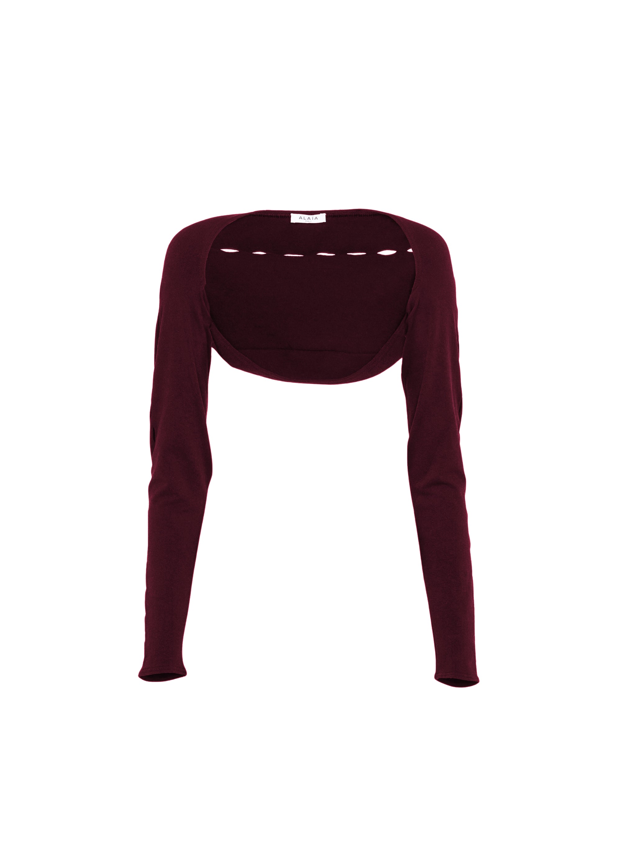 Bolero à manches longues ajouré - Aubergine
