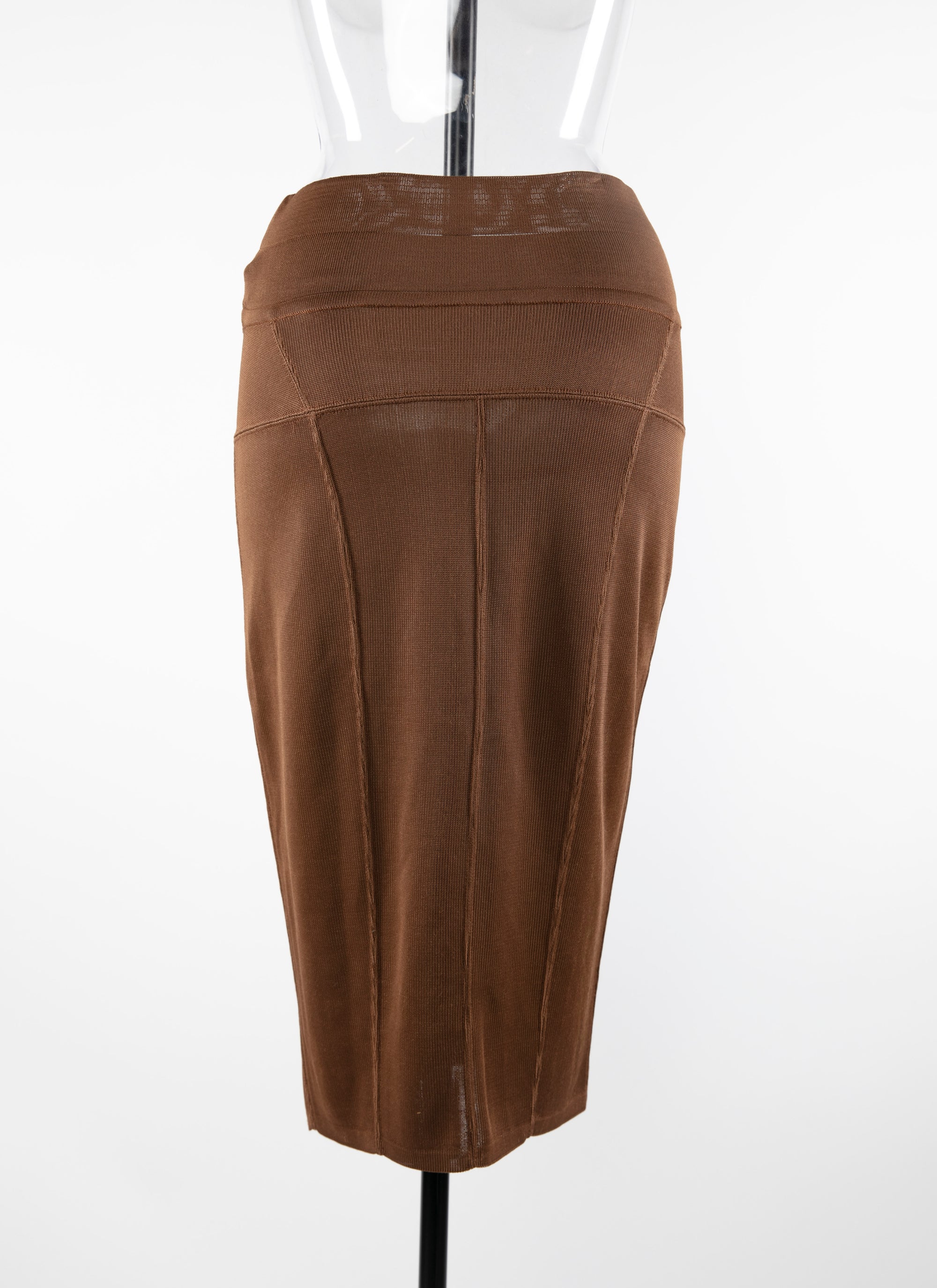 Plain pencil skirt with seam detail - Tobacco