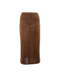 Plain pencil skirt with seam detail - Tobacco