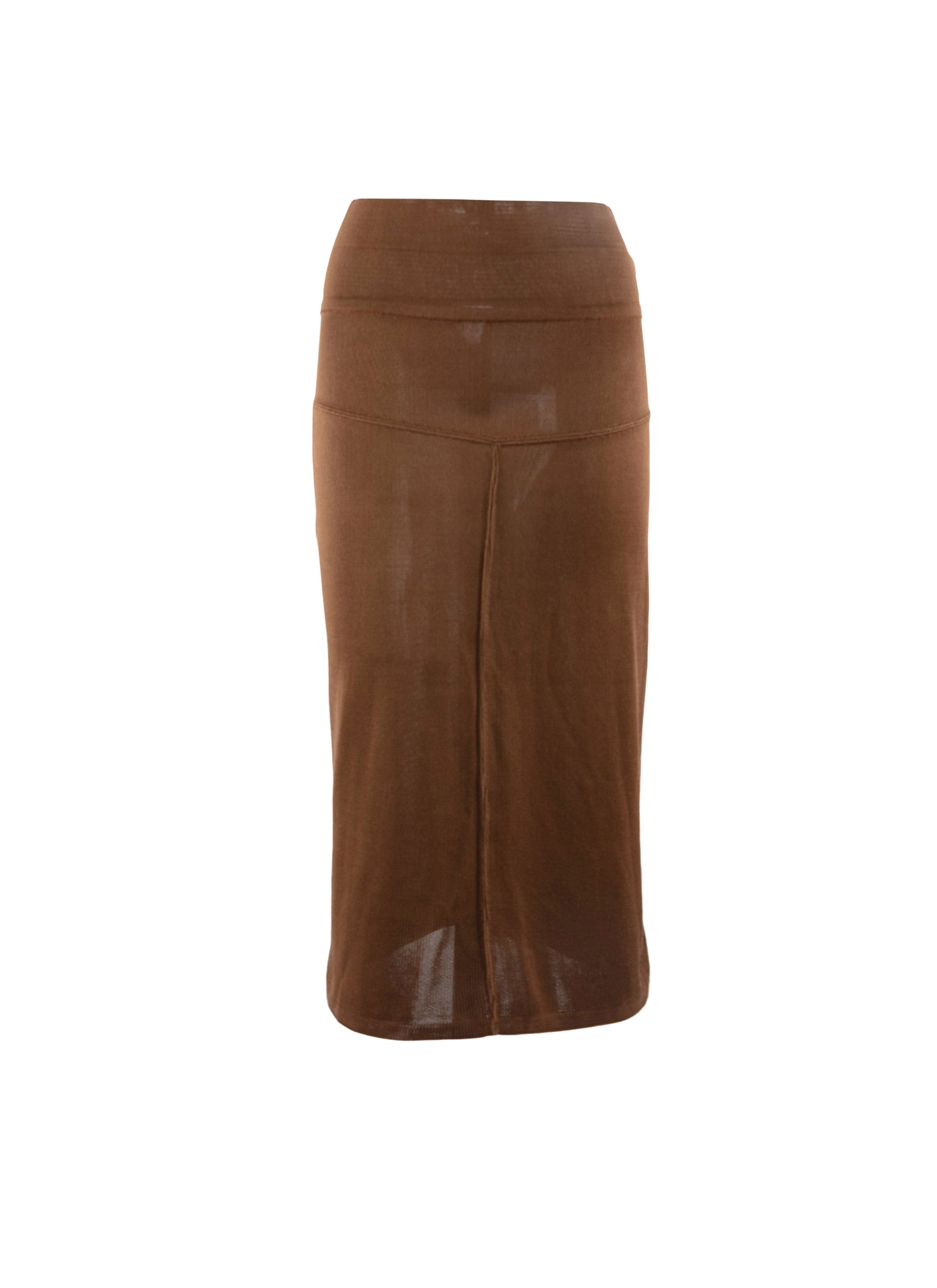 Plain pencil skirt with seam detail - Tobacco