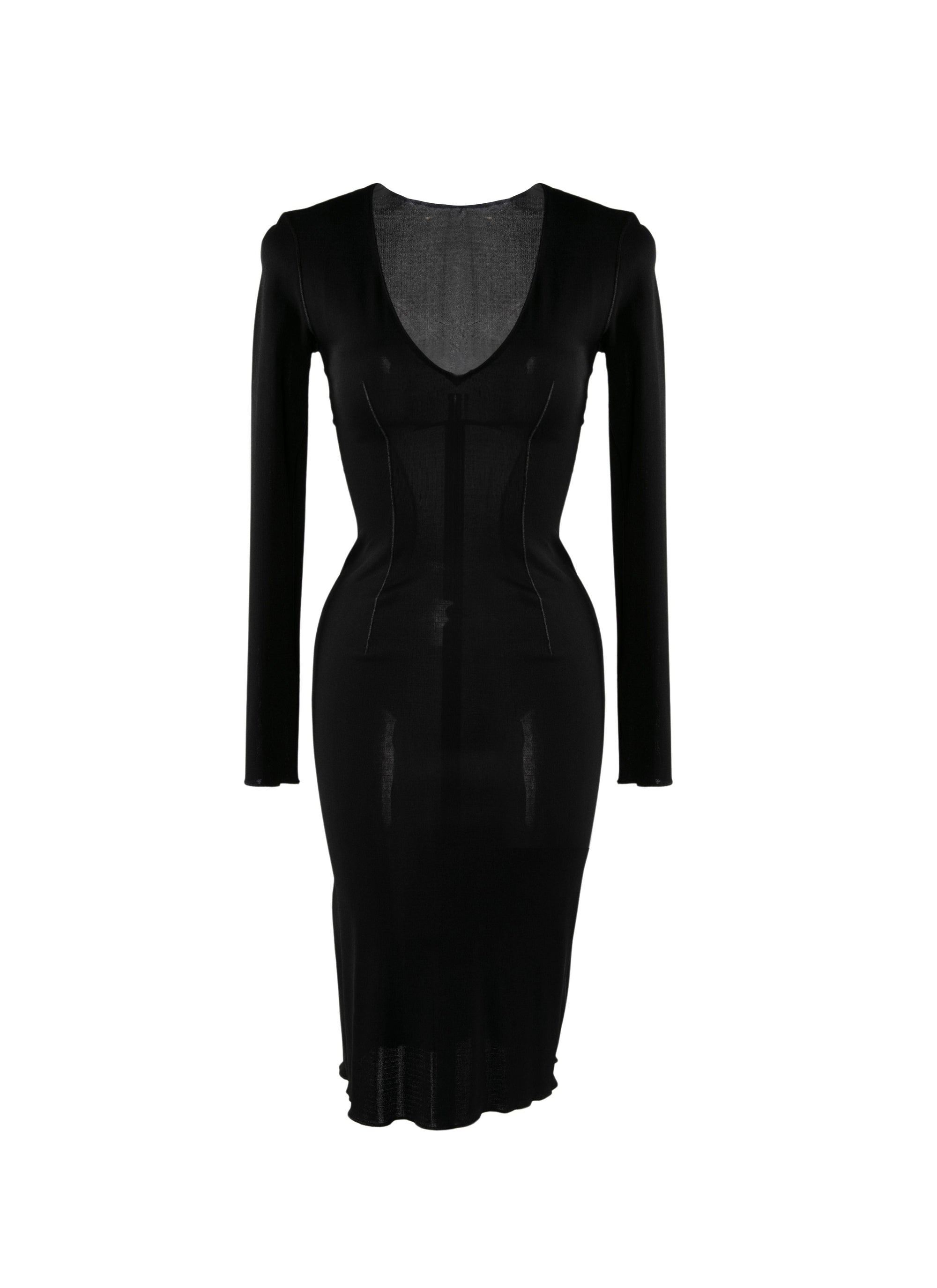 Robe regular col v - Noir
