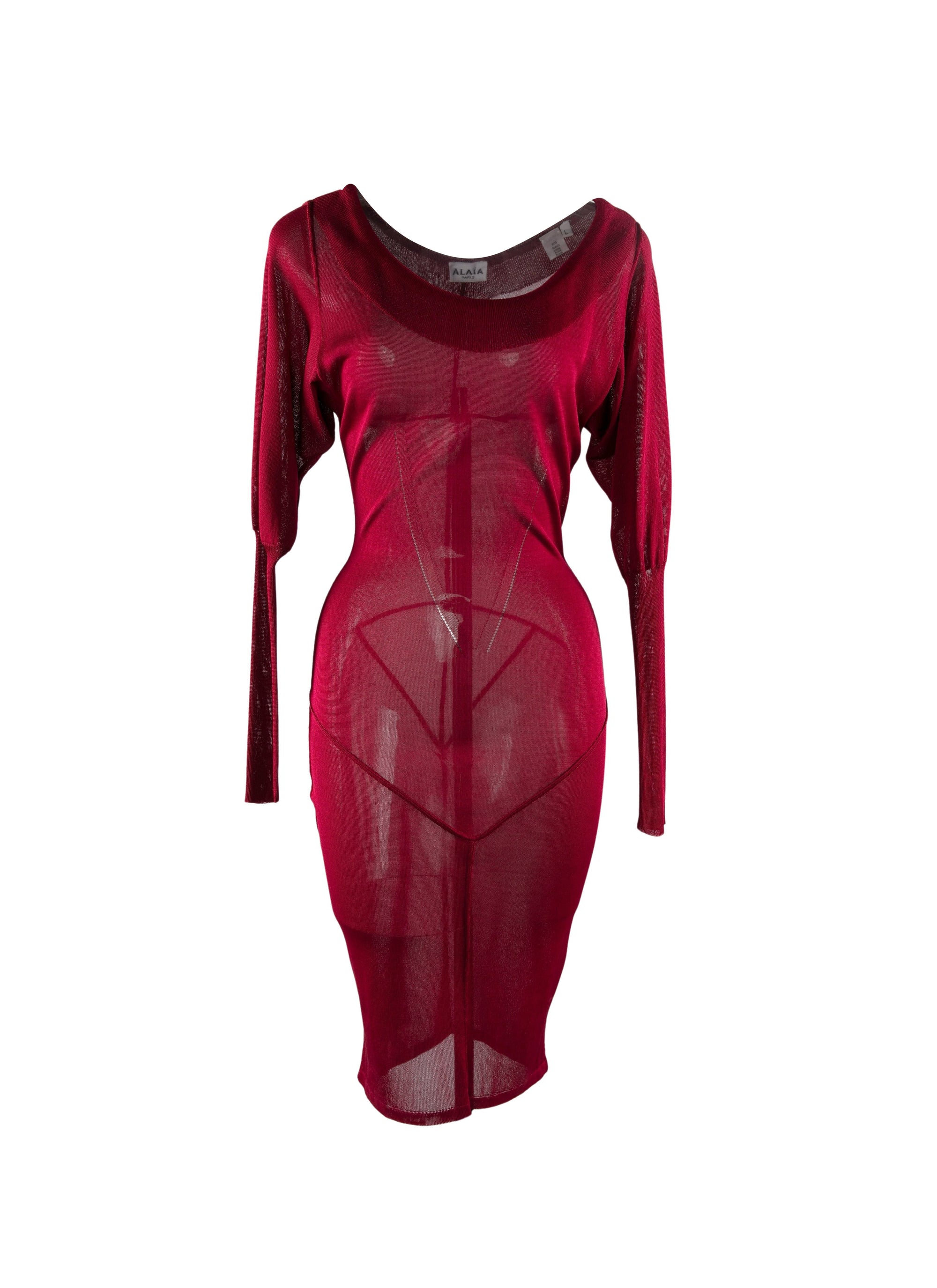 Robe regular transparente à manches longues - Rubis