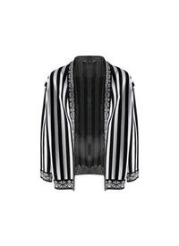 Gilet à manches longues à rayures - Noir & Blanc