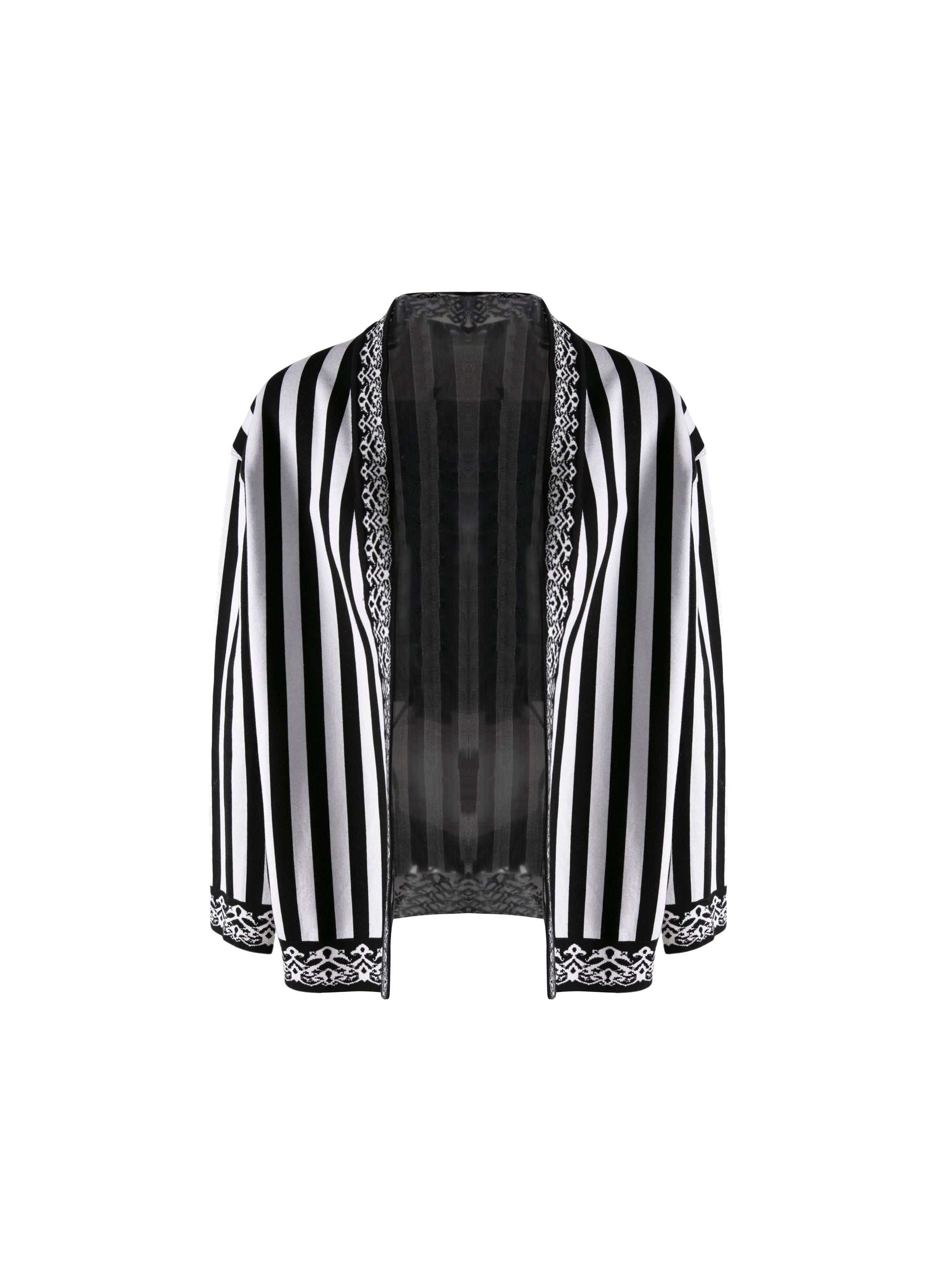 Gilet à manches longues à rayures - Noir & Blanc