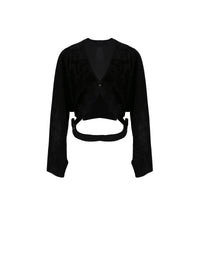 Suede leather jacket with cut-out - Black