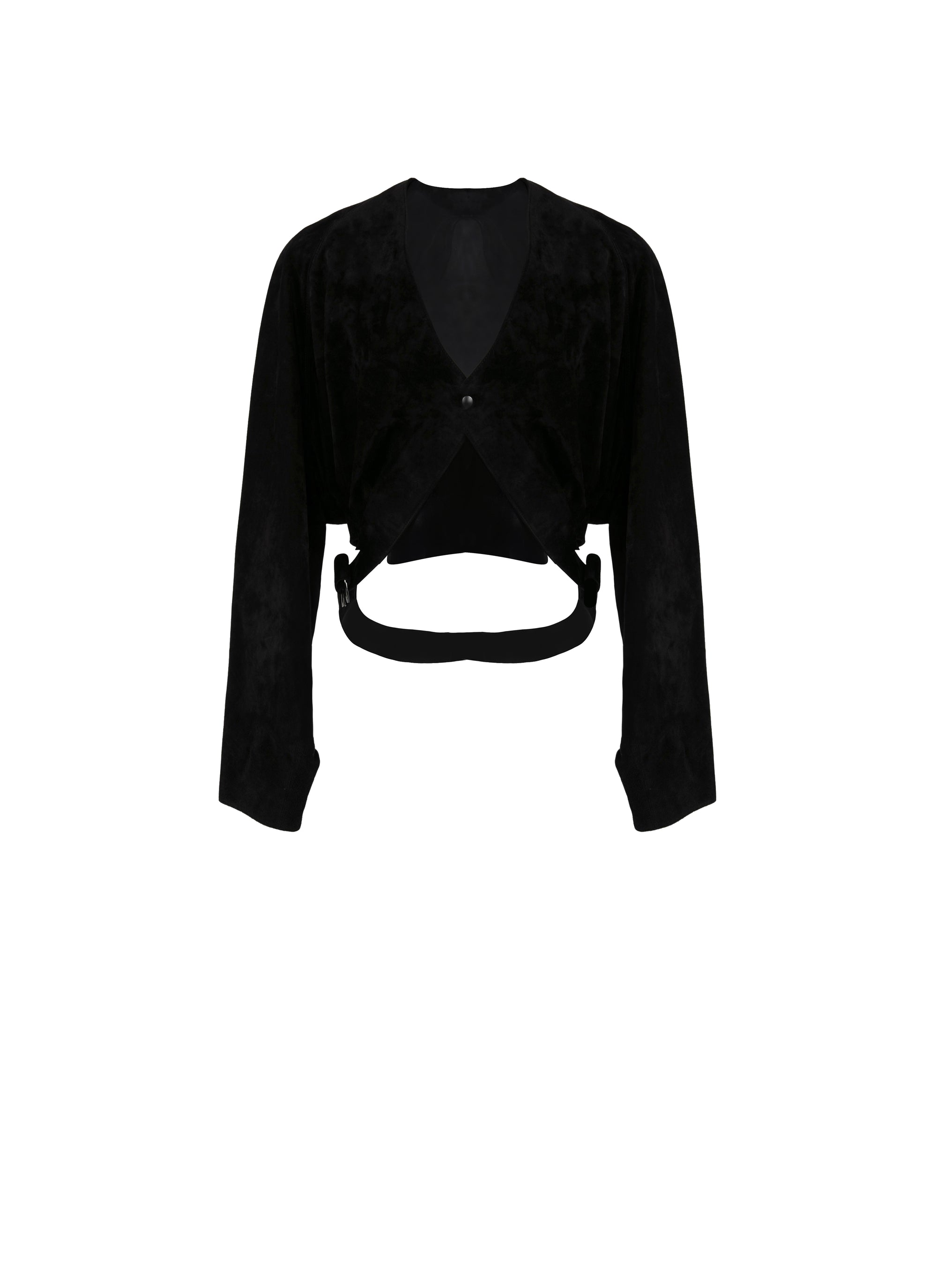 Suede leather jacket with cut-out - Black