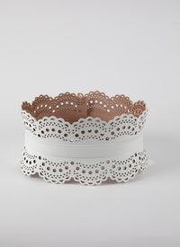 Ceinture corset perforée en cuir - Blanc neige