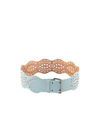 Ceinture perforée en cuir - Lagon Fonce