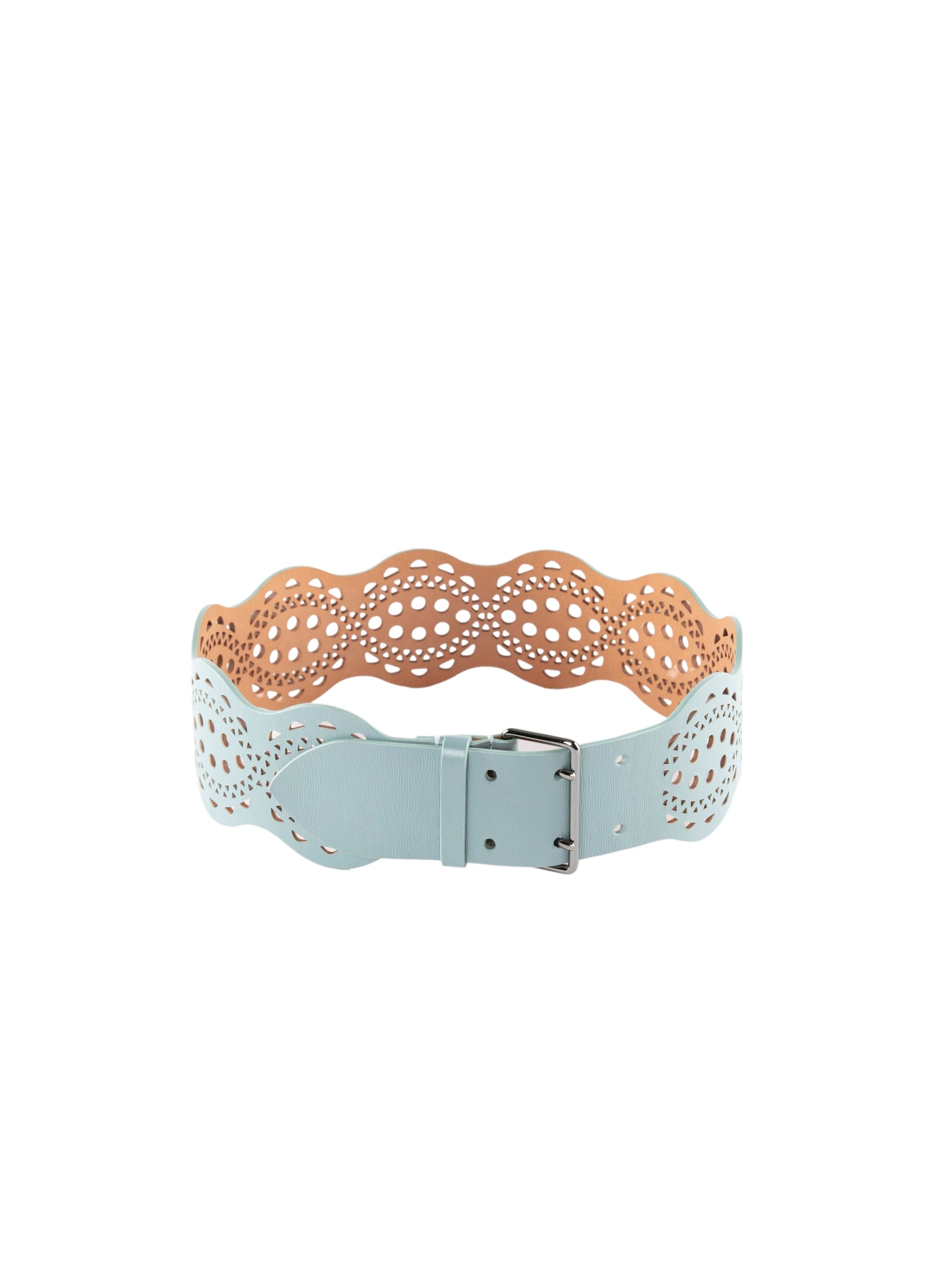 Ceinture perforée en cuir - Lagon Fonce