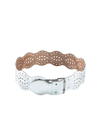 Perforated leather belt - Silver