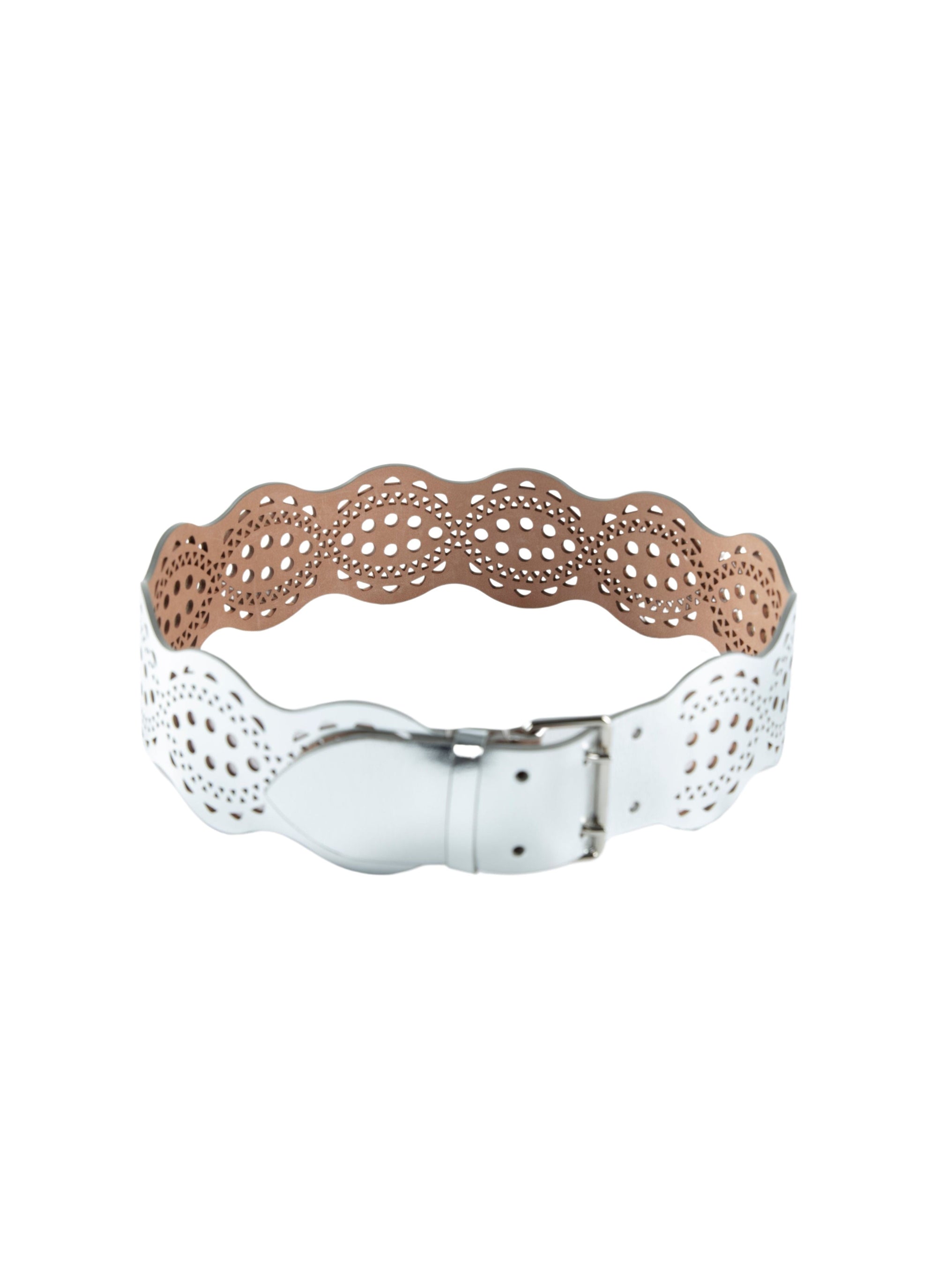 Perforated leather belt - Silver