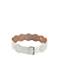 Perforated leather belt - Optic White