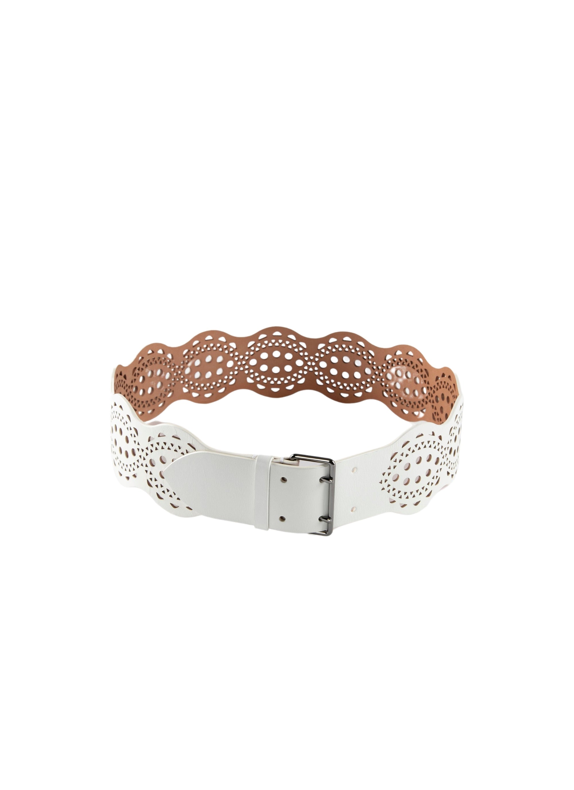 Perforated leather belt - Optic White