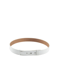 Very thin belt in leather - Optic White