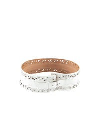 Ceinture multi clous en cuir - Blanc Optique