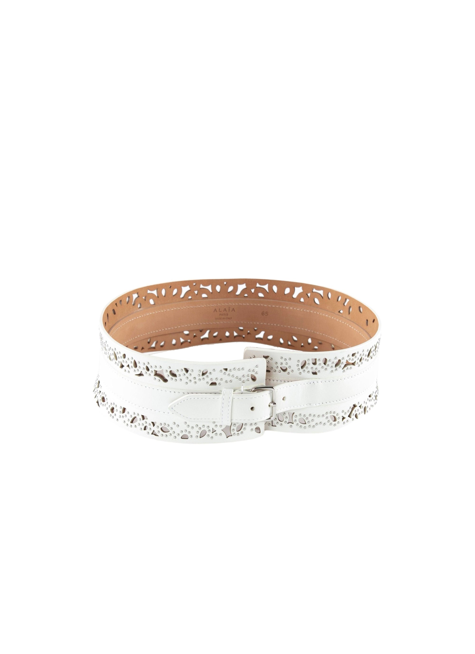 Ceinture multi clous en cuir - Blanc Optique