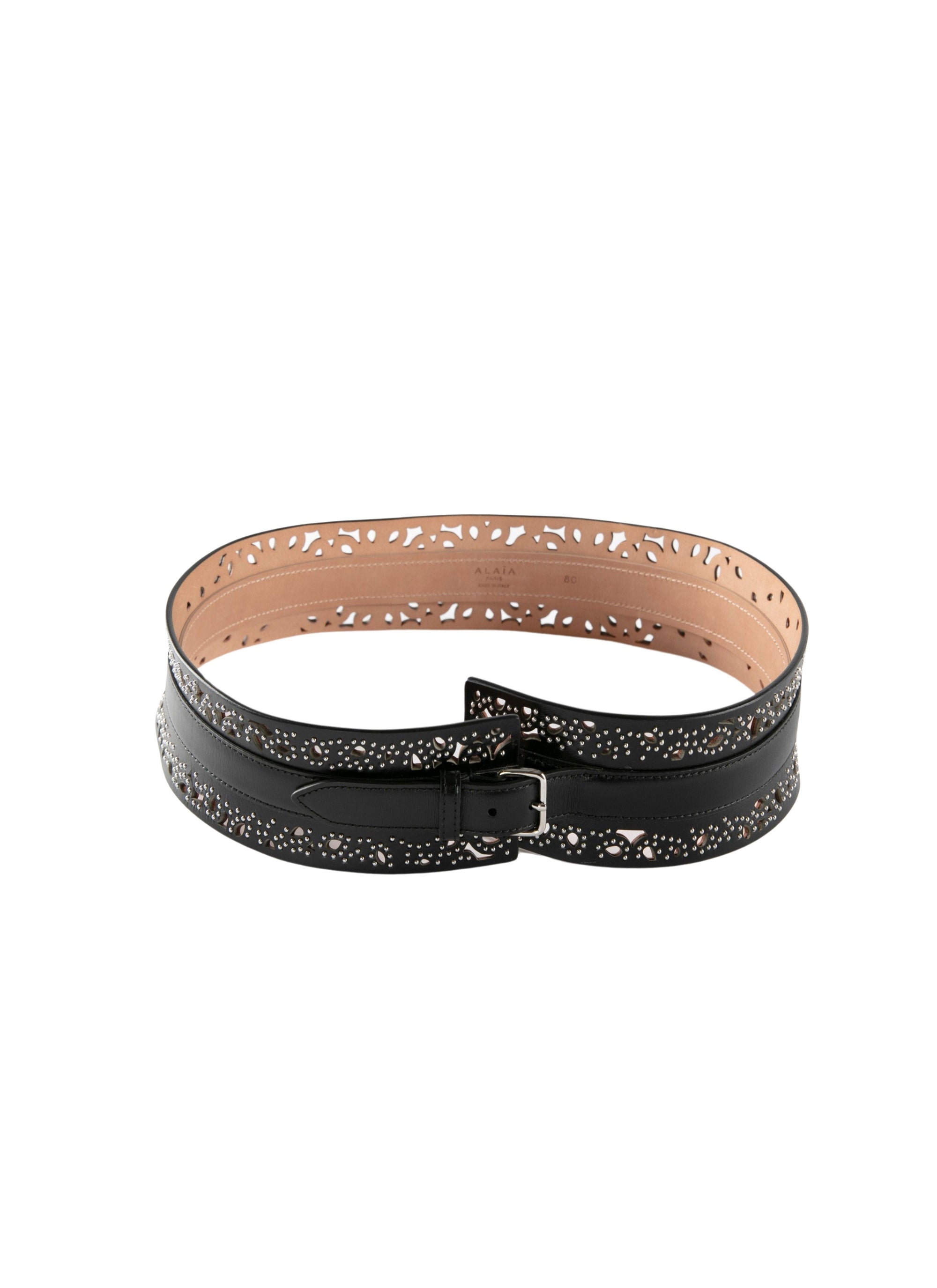 Ceinture multi clous en cuir - Noir