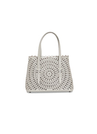 Openwork Mina bag in leather - White & Powder