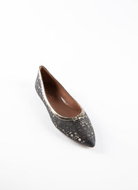 Cut-out pattern ballerinas with round bow toe in leather - Black & Silver