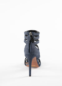 Multi-strap high heel sandals - Blue & Black