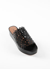 Leather platform mules - Black intense