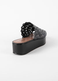 Leather platform mules - Black intense