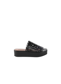 Leather platform mules - Black intense