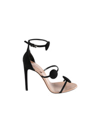 Sandales à talons brides cercle en cuir - Noir & Noir
