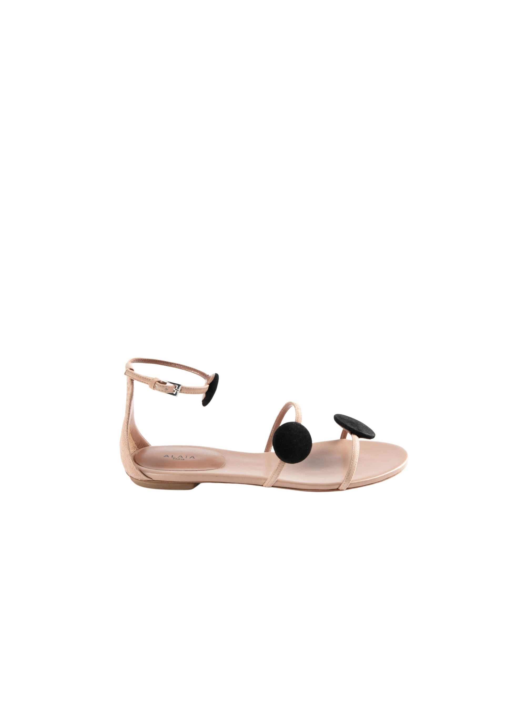 Sandales à brides fines en cuir - Chair & Noir