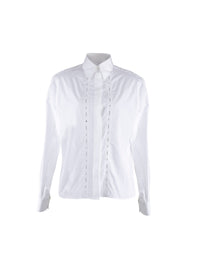 Chemise droite ajourée en popeline - Blanc