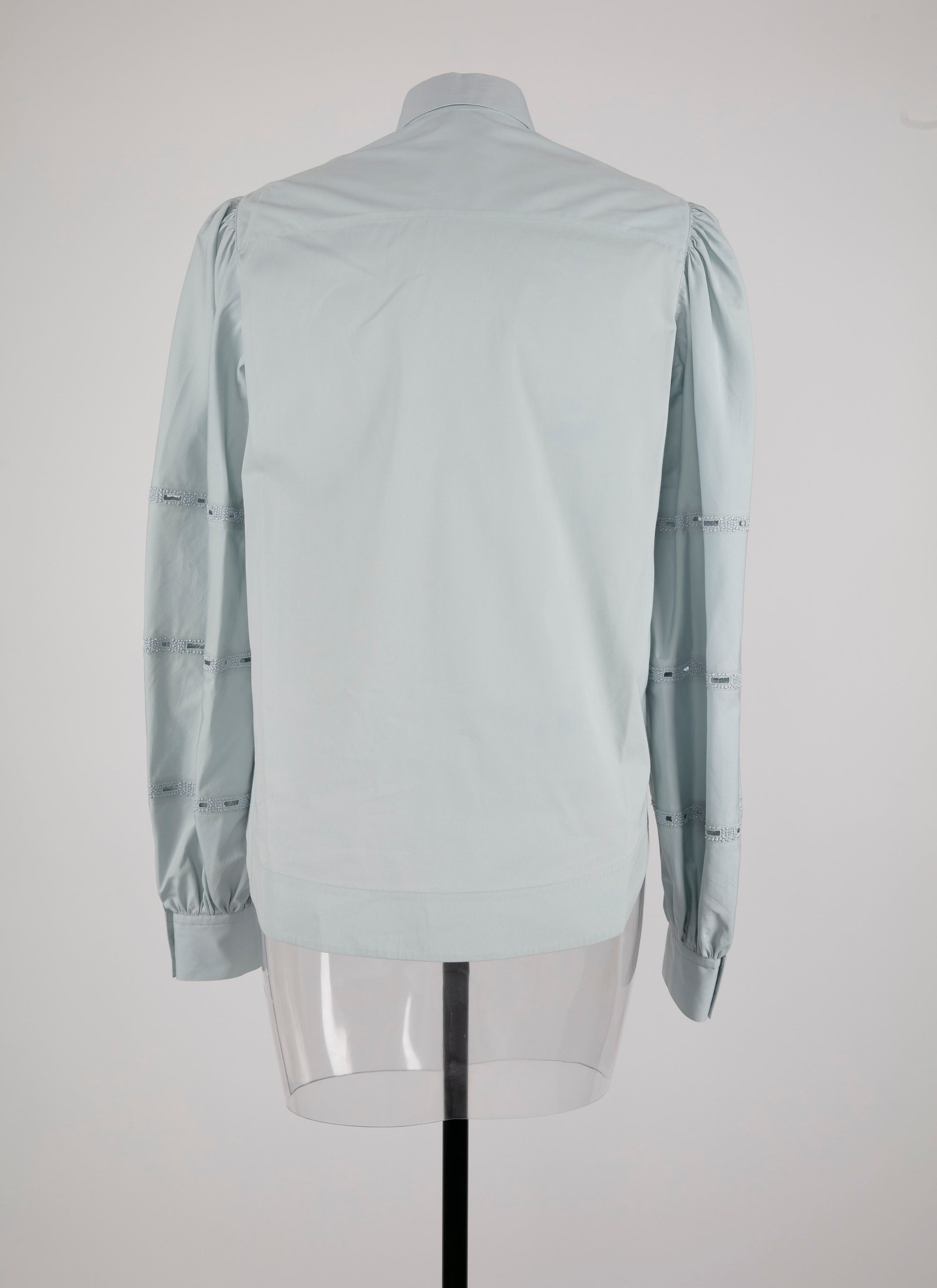 Shirt with long openwork gigot sleeves - Indigo Blue