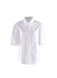 Chemise classique à manches courtes évasées - Blanc
