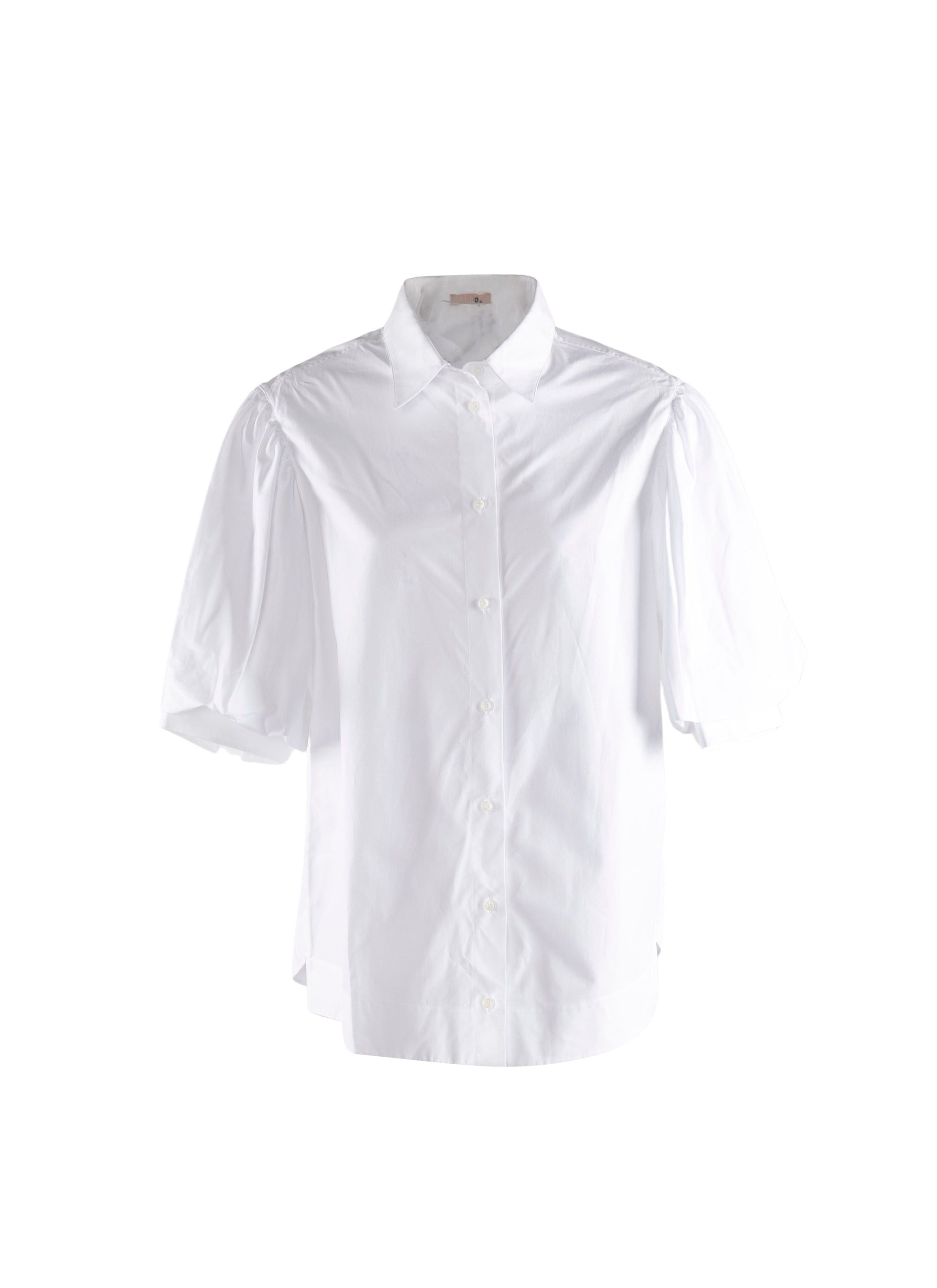 Chemise classique à manches courtes évasées - Blanc
