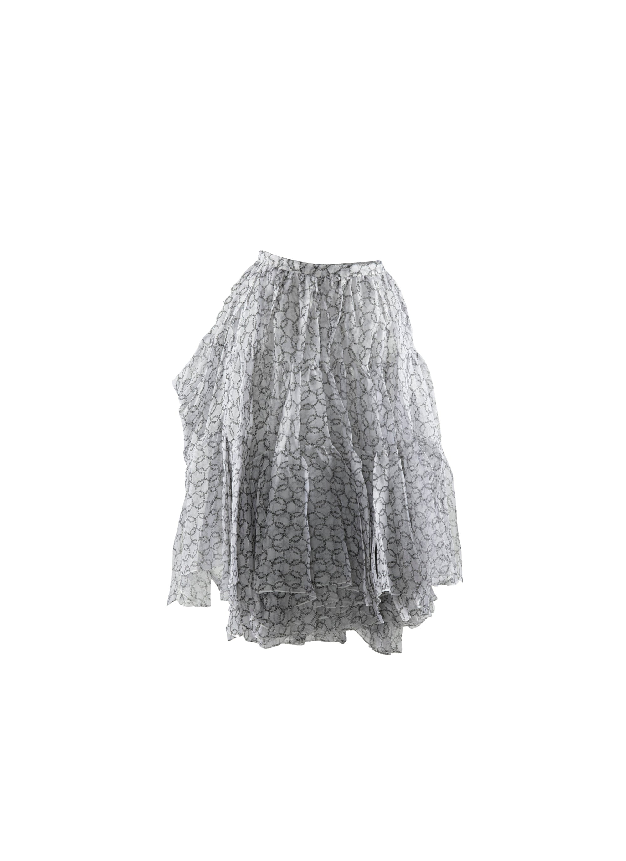 Jupe Organza anneaux en soie - Blanc & Noir