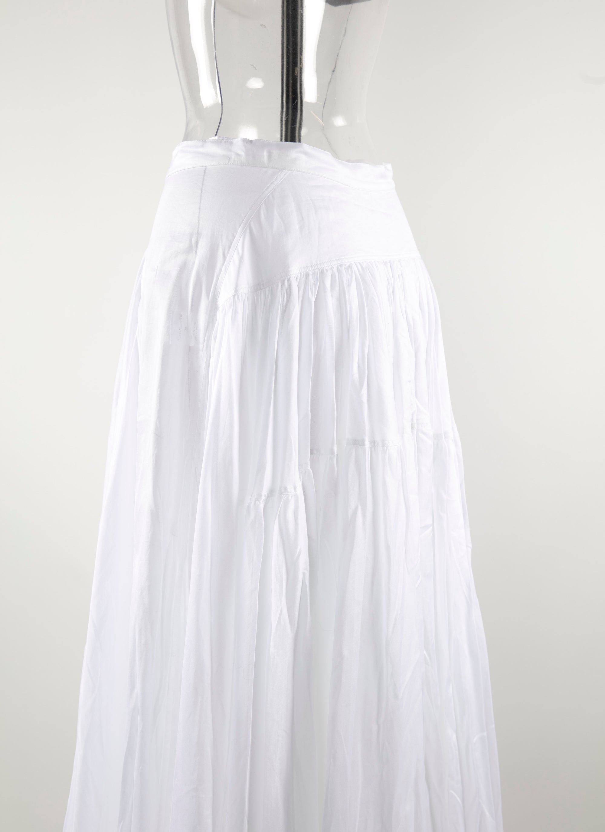 Long buttoned skirt with seam detail - White iridescent