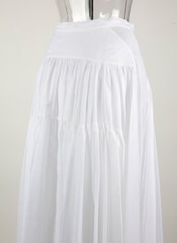 Long buttoned skirt with seam detail - White iridescent
