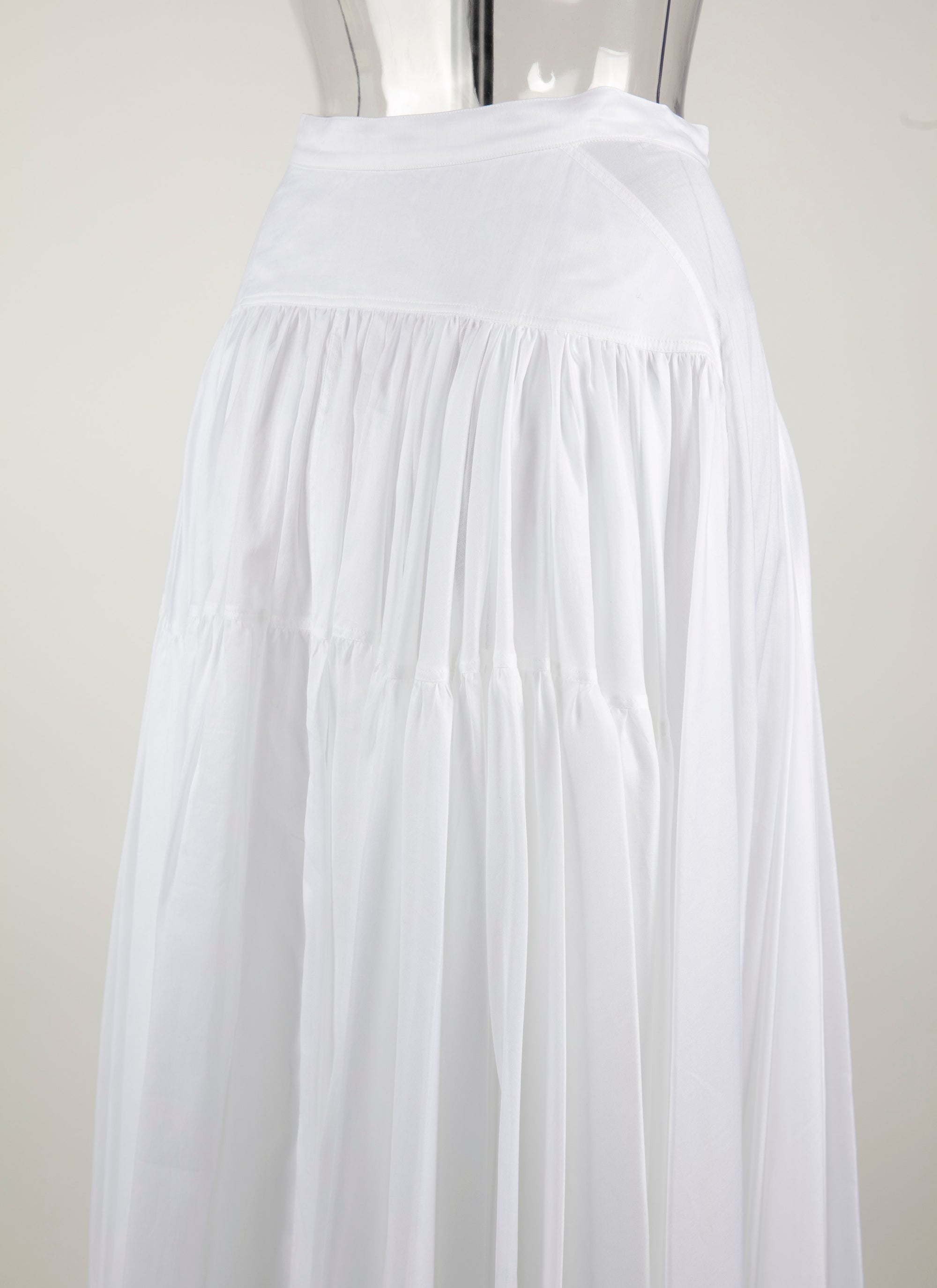 Long buttoned skirt with seam detail - White iridescent